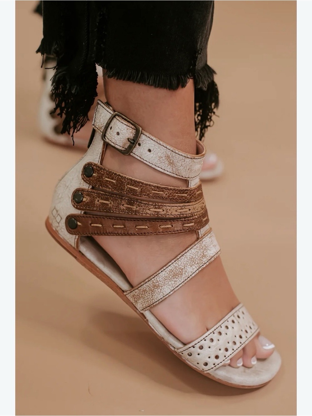 Bed Stu Artemis Sandals Distressed Leather Handmade Women 10 Nectar Tan Lux